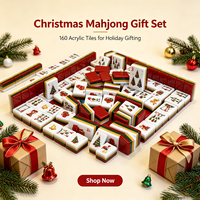 Jeu de Mahjong Américain Personnalisé 160 Pièces en Acrylique Thème Noël, Règles NMJL, Jeu de Mahjong de Fêtes pour la Vente en Gros