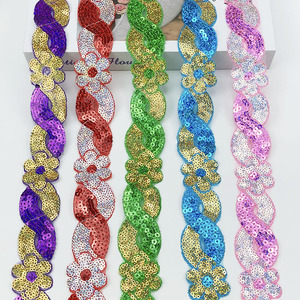 Trim Multicolor Bling <strong>Sequins</strong> Laces <strong>Trimming</strong> Hot Selling Fashion Decoration 3.5cm <strong>Mesh</strong> Fabric High Quality <strong>Sequins</strong> Decorated - Product Image 1