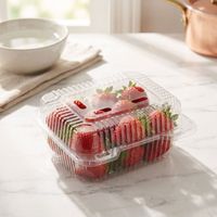 Boîte à gâteau écologique en PET transparent 142x105x75mm 160x120x75mm avec trous de ventilation respirants pour sandwichs, pain, salades de fruits
