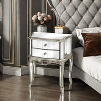 Table de chevet en bois de style français antique en gros pour chambre à coucher