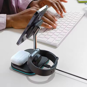 Support de chargeur sans fil magnétique <span class=keywords><strong>3</strong></span> en 1 rapide à chaud en usine pour iPhone 16 Pro Max Apple Watch 9 8 <span class=keywords><strong>AirPods</strong></span> Pro Station de charge rapide - Product Image 5
