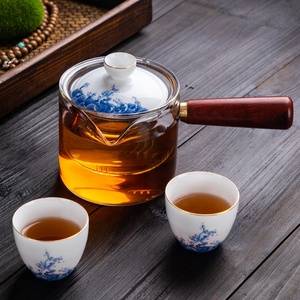 Set da Tè in Ceramica con Motivi Stampati, Tazze Bianche, Teiera in Vetro Verde, Tazzine per Caffè e Tè - Product Image 2