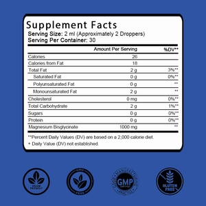 OEM/ODM Gouttes liquides de bisglycinate de magnésium très vendues, Magnésium chélaté liposomal micellaire, Favorise le sommeil, les muscles, le cœur, la relaxation - Product Image 2