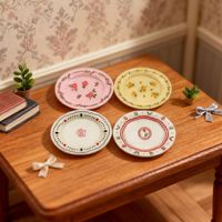 Assiettes miniatures de style français simulées, accessoires créatifs en résine, décorations de mini-scènes pour maison de poupée, jouets alimentaires, assiettes décoratives