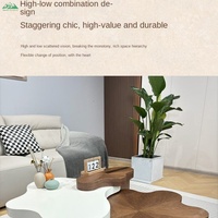 Table basse Wayon, nouveau style, durable, moderne, en bois, design nuage, plateau en marbre, pour petit salon