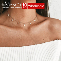 eManco 10PCS Collier ras du cou délicat en acier inoxydable avec pendentif étoile, chaîne à étoiles plates multiples pour femme, idéal pour le quotidien, l'été et les tenues superposées