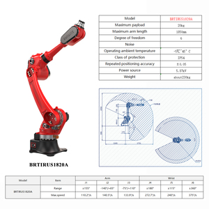 BRTIRUS1820A BORUNTE Bras robotisé articulé industriel à 6 axes, portée 1800 mm, charge utile 20 kg pour machine de poinçonnage/moulage sous pression - Product Image 5