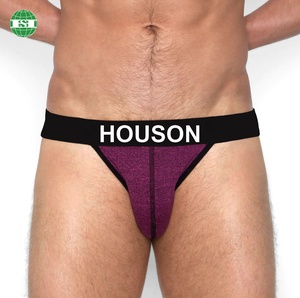 Logo di testo personalizzato da uomo perizoma biancheria intima 95% cotone 5% elastan sospensiva con cinturini neri etichette personalizzate confezione etichetta - Product Image 1