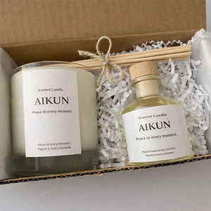 ชุดเทียนหอมอโรมาเธอราพีสุดหรู AIKUN, ขี้ผึ้งมะพร้าวและสารสกัดจากพืช, บรรจุภัณฑ์แบบกำหนดเองสำหรับของขวัญเทศกาล เทียนหอมติดทนนาน - Product Image 3