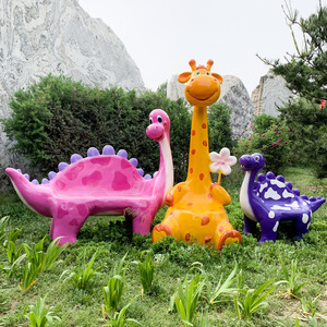 Sièges en fibre de verre en résine, dinosaure, girafe, panda, vache, chaises pour enfants, accessoires de <span class=keywords><strong>location</strong></span> de fêtes, taille réelle - Product Image 2