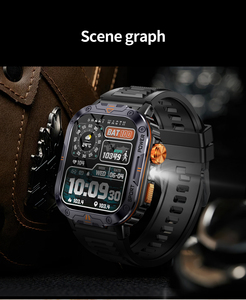 44-49毫米智能手表，带指南针BT呼叫心率本地音乐运动模式睡眠跟踪器录音机方形手表 - Product Image 5