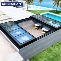 Ventana Corredera de Techo de Aluminio y Vidrio Eléctrica para Balcón ROGENILAN, Doble Acristalamiento, Retráctil, Tipo Tragaluz Superpuesto