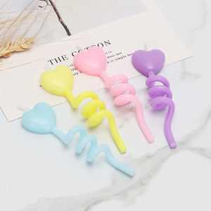 Curved Spiral Thumb Birthday Candle Cake Decoration Colorful Macaron Heart Star Thumbs Up Candle - Product Image 4