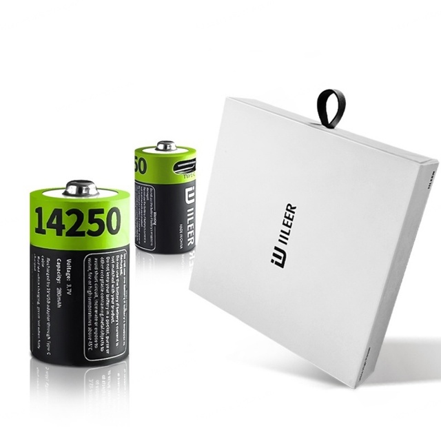 IILEER Hot Sale 14250 High Capacity 3.7V Rechargeable Lithium Ion Battery 1036mWh with Type C Port 280mAh