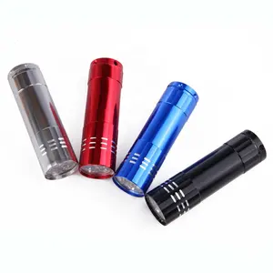 Factory Promotional Custom 9-LED Mini Pocket Flashlight Portable Aluminum Torchlight with ABS 3*AAA Dry Battery for Emergency