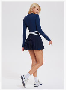 Mais novo Sportswear <span class=keywords><strong>2</strong></span> Pcs Cintura Alta Esportes Skort Correndo Tênis Badminton Ginásio Customizável Logotipo Plissado Atlético Saia Mulheres OEM - Product Image 5