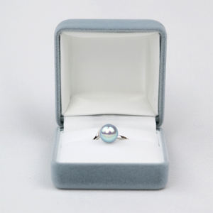 Anillo de perlas de plata moderno con piedra principal de diamante azul natural chapado en rodio-estilo religioso hecho a mano Japón fiestas compromisos - Product Image 2