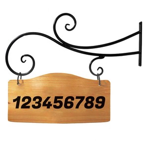 Wrought Iron <b>Wall</b> Mount Sign Holder Wooden Plate With Scroll Design For Outdoor Indoor Use - Product Image 4