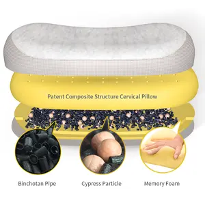 2022专利复合结构轮廓枕Binchotan木炭pe管枕和柏树枕疗法