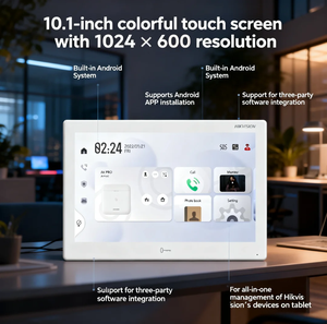 Hikvision DS-KH9510-WTE1(B) Estación Interior Todo <span class=keywords><strong>en</strong></span> Uno con Pantalla Táctil de 10.1 Pulgadas, Videoportero Android, Hik-Connect, Alimentación PoE, ABS - Product Image 2