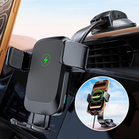 Support de chargeur de voiture sans fil 15W Qi à charge rapide avec ventouse à ressort et support de téléphone réglable à 360° pour tableau de bord