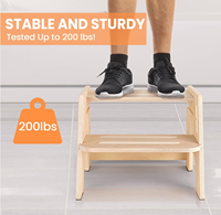 Escabeau en bois à double niveau antidérapant pour tout-petits, chaise-échelle portable, écologique, durable, poignées en bois naturel