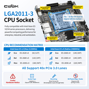 Carte mère NAS CWWK C612 LGA2011-v3 DDR4 <span class=keywords><strong>2x</strong></span> NVMe M.2 Dual 10GbE RJ45 <span class=keywords><strong>4x</strong></span> SFF-8643 Compatible avec Xeon E5 V3 V4. Carte mère Mini ITX - Product Image 2