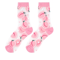 WUYANG FACTORY Floral Verre Maille Soie Version Chaussettes Femmes Fruits Motif Cristal Moyen Tube Chaussettes D'été