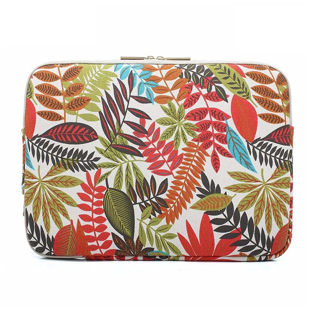 Custom Quilted Laptop Sleeve 13 14 Inches Business Cartoon Style Colored Flowers Print Tablet Computer Bag for Macbook & iPad