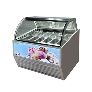 10 / 12 / 14 / 16 /18 / 20 Pans Italian Ice Cream Display Refrigerator and Freezer