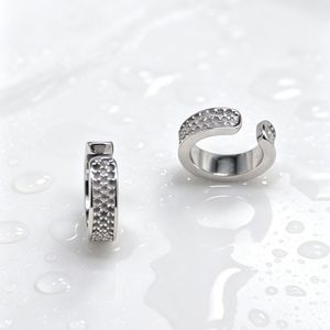 yunnique C Shaped Titanium Steel Textured Ear <b>Cuff</b> <b>Earrings</b> For Men And Women Geometric Design Fashion Jewelry - Product Image 1