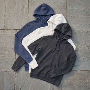 Sweat-shirt à capuche léger et respirant en coton gaufré bleu marine pour homme, personnalisé et de luxe - Product Image 3