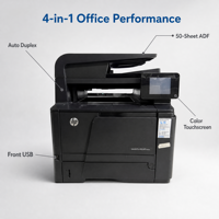 Compatible avec l'imprimante laser multifonction H P M425dn, utilise une cartouche de toner 80A, impression monochrome, copie, numérisation, fax, recto verso, réseau