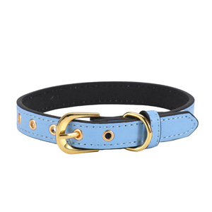 <span class=keywords><strong>Collar</strong></span> de perro de PU de color sólido con hebilla de oro de imitación, <span class=keywords><strong>collar</strong></span> de cuero para mascotas de gama alta para perros, suministros para mascotas con logotipo personalizado - Product Image 4