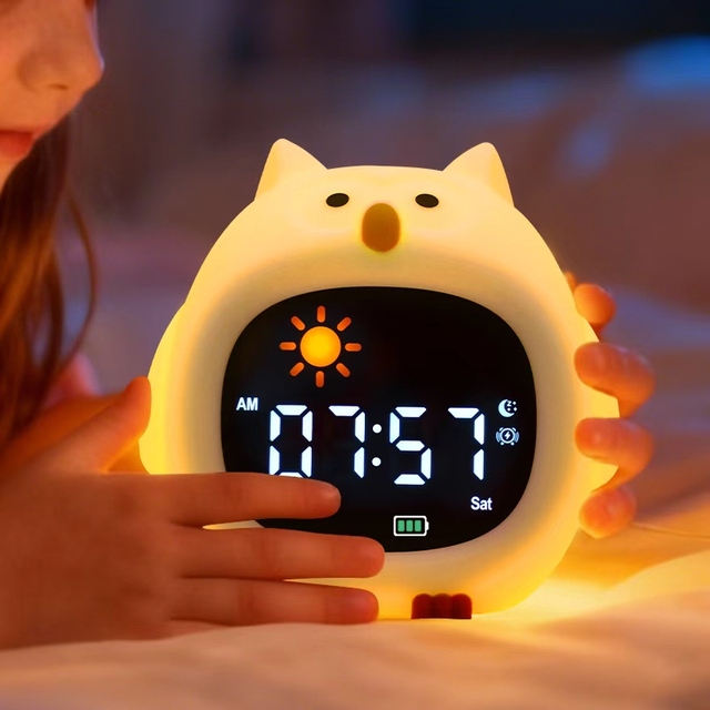 Sleep Trainer Smart Digital Alarm Clock With Touch Night Light Multifunctional Cute Kids Alarm Clock With Sound Machine