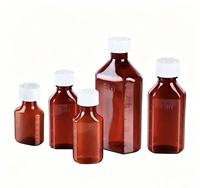 Bouteilles en plastique ovales pour médicaments liquides oraux de pharmacie, 1oz, 2oz, 3oz, 4oz, 6oz, 8oz, 12oz, 16oz, en PET ambré, pour sirop contre la toux
