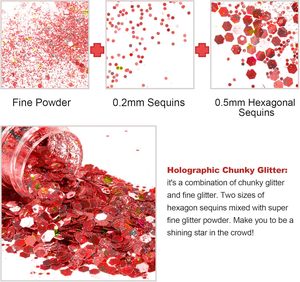 Mélange de paillettes holographiques épaisses, ensemble exclusif de paillettes en polyester, poudre réutilisable, imperméable, écologique, pour artisanat, maquillage, décoration - Product Image 3