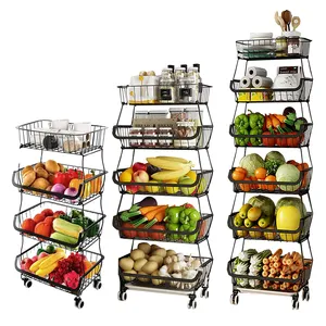 Многоярусная корзина для овощей DS1176, корзина для хранения овощей и фруктов с колесиками