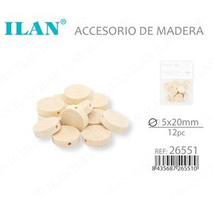 Accessoire en bois ILAN, disques 5x20mm, 12 pièces, artisanat DIY - Product Image 3