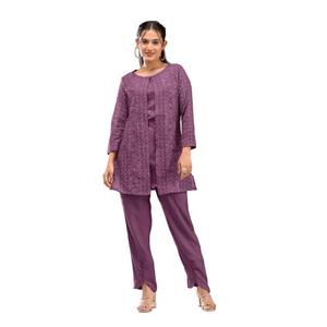Costume pakistanais prêt-à-porter de qualité supérieure, tissu en faux georgette avec broderie lourde artisanale et travail de sequins, tenue de soirée - Product Image 2
