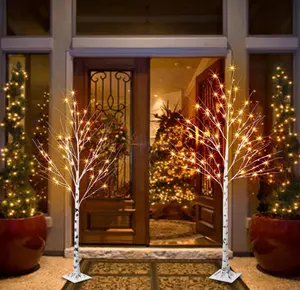 壁のための白い木の光のつる部屋の装飾クリスマスの装飾屋内人工植物花木ウィローつるライト