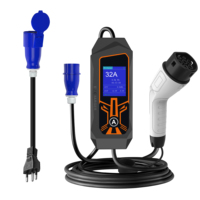 Cargador Portátil para Vehículos Eléctricos de 7kW, 32A, Tipo 2, Enchufe CEE y Adaptador Brasileño de 20A, para Uso en Interiores y Exteriores, Nuevo, Estaciones de Carga Portátiles