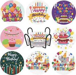 LS DIY Set di 6 <span class=keywords><strong>pezzi</strong></span> di sottobicchieri stampati con motivo a Goblin di animali da cartone animato punteggiati di strass con supporto in metallo - Product Image 3