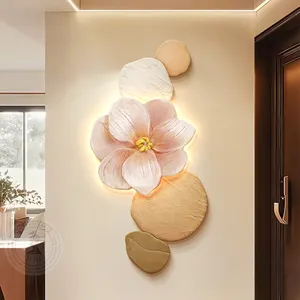 Modern Lotus UV Printing Craving Wall art Home Good Decoration for Living Room Bedroom Aisle Flower Acrylic Wall Hanging Art