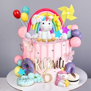 Nouvelles décorations de <span class=keywords><strong>gâteau</strong></span> <span class=keywords><strong>licorne</strong></span> et arc-en-ciel boules colorées décorations de <span class=keywords><strong>gâteau</strong></span> pour bébé douche filles fournitures de fête d'anniversaire - Product Image 2