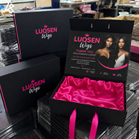 Boîte de luxe personnalisée pour perruques, extensions de cheveux et mèches, avec doublure en satin de soie, accessoires magnétiques et boîte cadeau en papier pour tissages