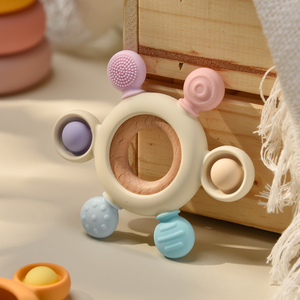 Juguetes de dentición divertidos sin BPA personalizados, anillo masticable de silicona suave de grado alimenticio para recién nacidos, juguetes de silicona para el sol para bebés, mordedor - Product Image 4