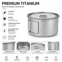 Bol en titane de 600 ml, ultraléger, avec poignées pliables, pour la randonnée, le camping, la cuisine en plein air