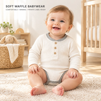 Ventes chaudes Combinaison pour bébé à manches longues en tissu gaufré tricoté personnalisé avec boutons, unisexe, pour nouveau-né, service ODM OEM