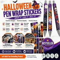 Film UV DTF en gros pour enveloppes de stylos de Noël et d'Halloween, résistant à l'eau et aux rayures, pour stylos à bille DIY